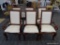 SET OF DINING CHAIRS; 6 PIECE SET OF ROLLBACK DINING CHAIRS WITH A STRIPED WHITE CREAM UPHOLSTERY, A