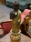 METAL BUDDHA STATUE WITH A GOLD TONED PAINTED ROBE.