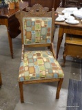 OAK, VICTORIAN GENTLEMAN'S CHAIR; WOODEN ARMCHAIR, HAS BEEN STRIPPED, REFINISHED AND REUPHOLSTERED