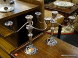 PAIR OF GORHAM SILVERPLATE 3-ARM CANDELABRAS.