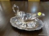 SILVERPLATE GRAVY BOAT WITH ATTACHED UNDERPLATE.