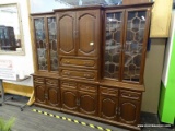 SIX PIECE TELEVISION & CHINA CABINET; LARGE AND MAJESTIC CHINA CABINET WITH TWO DISPLAY CABINETS