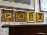 LOT OF FRAMED STILL LIFES; 4 PIECE LOT OF MINIATURE STILL LIFES IN ORNATE, BRONZE/GOLD TONE FRAMES.