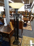 TRI TORCHIERE FLOOR LAMP; BEAUTIFUL FLOOR LAMP WITH A VENETIAN BRONZE FINISH AND LEAF DETAILING AT