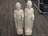 PAIR OF CONCRETE BUDDHA STATUES; MEASURES 25 IN TALL.