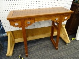 ROSEWOOD HALL TABLE; ORIENTAL HALL TABLE. MEASURES 34 IN X 11 IN X 31 IN.