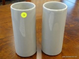 PAIR OF USA #674, 8 IN TALL CYLINDER VASES. GRAY IN COLOR