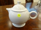 WHITE FIESTA WARE WATER PITCHER WITH LID.