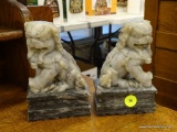 PAIR OF SOAPSTONE FOO DOG BOOKENDS. MEASURES 6 IN TALL.