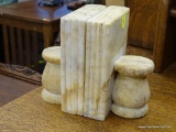 PAIR OF SOAPSTONE BOOKENDS.