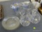 (GAR) LOT OF MISC. TO INCLUDE; (2) CRYSTAL CLEAR ROUND CANDLE HOLDERS, (4) ETCHED GLASS PLATES, (5)