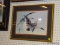 (BWALL) ORIENTAL GEESE PRINT; SHOWS TWO GEESE FLYING IN THE SKY WITH A MOON IN THE BACKGROUND. HAS