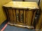 (R3) 1 OF A PAIR OF BURLINGTON HOUSE FURNITURE SIDE TABLES; STAINED WOOD SIDE TABLE WITH TWO DOORS