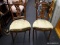 (WINDOW) PAIR OF PIERCED SPLAT CHAIRS; TWO ELEGANT CHAIRS WITH A FLOWER PATTERNED, GOLD TONED