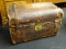 (R3) ANTIQUE LEATHER BOUND TRUNK; CIRCA 1800'S, F.H. WATT ANTIQUE, LEATHER BOUND TRUNK WITH A