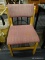 (R4) MODERN SIDE CHAIR; LOBBY/WAITING ROOM SIDE CHAIR WITH A RED AND CREAM ARROW SHAPED DESIGN WOOL