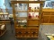 (R1) DISPLAY CABINET; BEAUTIFUL WOODEN DISPLAY CABINET WITH THREE TOP OPEN SHELVES SITTING ABOVE A