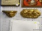(BWALL) PAIR OF CHERUB WALL DECORATIONS; 2 PIECE LOT OF CLAY GOLD PAINTED, CHERUB WALL DECORATIONS
