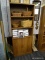 (WALL) 2-SHELF BOOKCASE WITH CABINET STORAGE; WOODGRAIN BOOKCASE WITH 2 ADJUSTABLE SHELVES AND 2