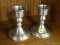 (WALL) PAIR OF WEB PEWTER, WEIGHTED CANDLESTICKS. MEASURES 5 IN TALL.