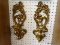 (WALL) PAIR OF ORNATE SCONCES; 2 PIECE LOT OF MATCHING, SCROLLING FLORAL, WOODEN, BRONZE PAINTED