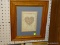 (WALL) COLORED SKETCH PRINT; DEPICTS A HEART SHAPED WREATH WITH ROSES THROUGHOUT. DOUBLE MATTED IN