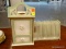 (WINDOW) MAIL ORGANIZER; COLLECTIONS INC., HAND PAINTED, WOODEN SLIDE OUT MAIL ORGANIZER WITH A