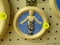 (WALL) DELLA ROBBIA ITALY, SWADDLED CHRIST CHILD CERAMIC PLAQUE; 4 IN, BLUE AND WHITE PAINTED, WALL