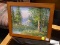 (R1) PAINTING ON BOARD; FRAMED PAINTING DEPICTS A LAKESIDE SCENE WITH MOUNTAINS IN THE BACK. FRAME