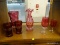 (R1) LOT OF GLASSWARE; 7-PIECE LOT OF ROSE-TINTED GLASSWARE TO INCLUDE A PAIR OF RED DRINKING