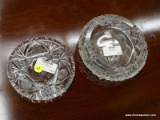 (R2) CUT GLASS DISHES; SET OF TWO CUT GLASS DISHES WITH FLORAL ETCHINGS.