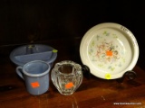 (R3) LOT OF GLASSWARE; 4 PIECE LOT OF GLASSWARE TO INCLUDES A HANKSCRAFT CERAMIC MUG AND HEATED