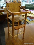 (R3) MINI HIGH CHAIR; WOODEN MODEL OF A BABY'S HIGH CHAIR. MEASURES 26.25 IN TALL.