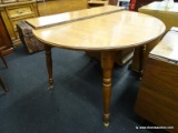 (R3) KITCHEN TABLE; ROUND, WOODEN KITCHEN TABLE WITH 4 TURNED LEGS WITH BULB FEET AND BOW TIES ON