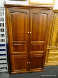 (WALL WOODEN ENTERTAINMENT CENTER/ARMOIRE; TALL WOODEN ENTERTAINMENT ARMOIRE WITH TWO FRONT CABINET