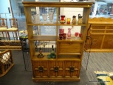 (R1) DISPLAY CABINET; BEAUTIFUL WOODEN DISPLAY CABINET WITH THREE TOP OPEN SHELVES SITTING ABOVE A