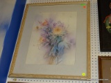 (BWALL) AWESOME FLORAL WATERCOLOR; HAS AN ARRANGEMENT OF FLOWERS WITH PASTEL COLORS. MATTED IN OFF