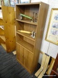 (WALL) 2-SHELF BOOKCASE WITH CABINET STORAGE; WOOD GRAIN BOOKCASE WITH 2 ADJUSTABLE SHELVES AND 2