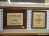 (WALL) PAIR OF FRAMED NEEDLEPOINTS; 2 PIECE LOT TO INCLUDE A NEEDLEPOINT WITH THE QUOTE 