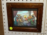 (WALL) JESUS WITH DISCIPLES FRAMED HOLOGRAM CARD; CD HOLOGRAM OF JESUS AND HIS DISCIPLES SITTING AT