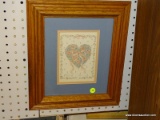 (WALL) COLORED SKETCH PRINT; DEPICTS A HEART SHAPED WREATH WITH ROSES THROUGHOUT. DOUBLE MATTED IN