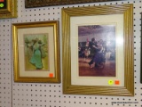 (WALL) FRAMED DANCING PRINT AND PHOTO; TWO PIECE LOT TO INCLUDE A FRAMED DANCING PRINT OF A MAN IN A