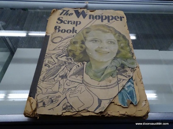 (SHOW) VINTAGE SCRAPBOOK; "THE WRAPPER" SCRAPBOOK. LOOKS TO BE FROM THE 1920'S. PAGES ARE STARTING