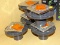 (R4) LOT OF 5 OATEY SHOWER DRAINS WITH PVC FRAME, CHROME FINISH, AND SQUARE PATTERN. DRAINS MEASURES