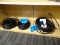 (R5) 3 PIECE LOT OF COMMERCIAL ELECTRIC 100 FT, QUAD SHIELDED, DELUXE, RG-6 COAXIAL CABLES. BLACK IN