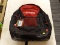 (R6) HUSKY 18 IN JOBSITE TOOL BACKPACK. RED AND BLACK IN COLOR WITH AMPLE STORAGE.