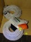 (R7) PAIR OF COMMERCIAL ELECTRIC 100 FT RG-6 COAXIAL CABLES, WHITE IN COLOR.