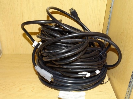 (R4) PAIR OF HDMI CORDS; 2 PIECE LOT TO INCLUDE A SHORTER CORD AND A LONGER CORD, LIKELY 25+ FT