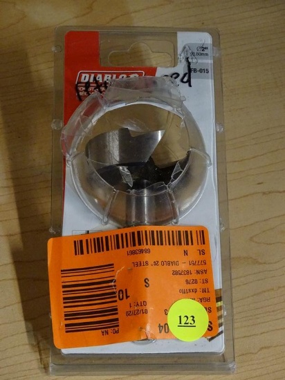(R5) DIABLO 2" STEEL FORSTNER BIT. COMES LIGHTLY USED IN OPENED PACKAGING. MODEL NO. FB-015.