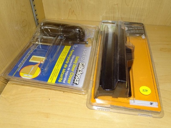 (R5) 2 PIECE LOT TO INCLUDE A PATIO DOOR HANDLE BLACK IN COLOR AND ASTRA GIBCLOSER SPRING SAFETY